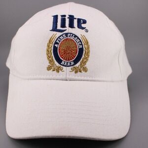 Miller Lite Hat Cap Snapback White Logo Beer Promo Pilsner Vintage Mens